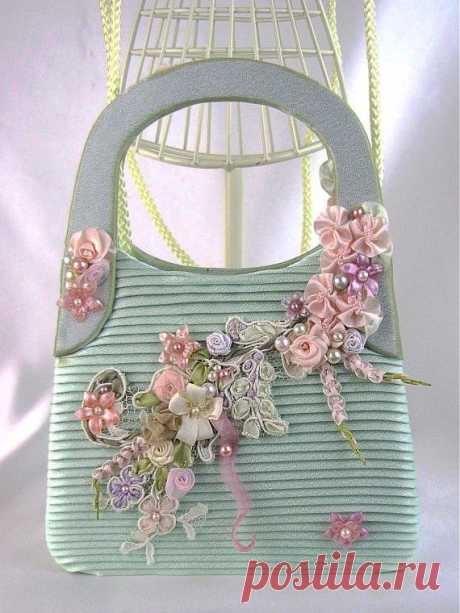 Hand done silk ribbon embroidery | Beautiful Purses and Handbags | Pi…