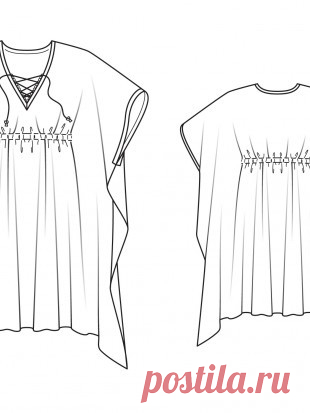Платье свободного кроя с заниженными проймами - выкройка № 130 A из журнала 4/2015 Burda – выкройки платьев на Burdastyle.ru