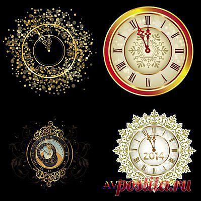 Клипарт - Новогодние узорные часы со стрелками к двенадцати на прозрачном фоне PSD » ШКОЛА ПЛЮС
