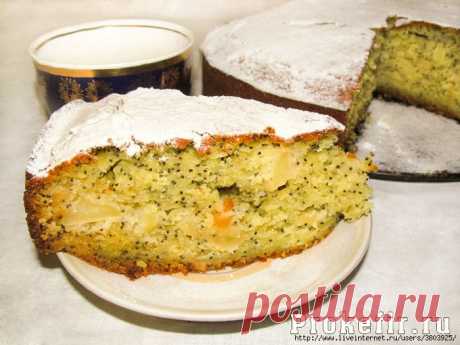 Манник с яблоком и маком Манник с яблоком и маком на кефире . /
500 мл кефира с любым процентом жирности;
3 яйца;
200 грамм сливочного масла;
400 грамм сахара;
300 грамм пшеничной муки высшего сорта;
320 грамм манной крупы;
3 чайные ложки разрыхлителя;
2 яблока;
50 грамм мака.