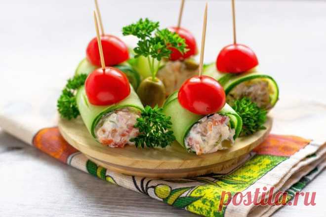Элегантные рулетики из огурцов с начинкой