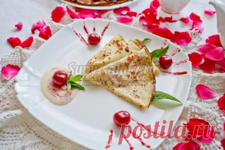 Блинчики с вишней. Рецепт с пошаговыми фото