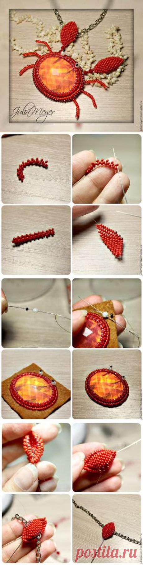 Кулон &quot;Мистер Крабс&quot; из бисера | вышитые оправы для кабошона