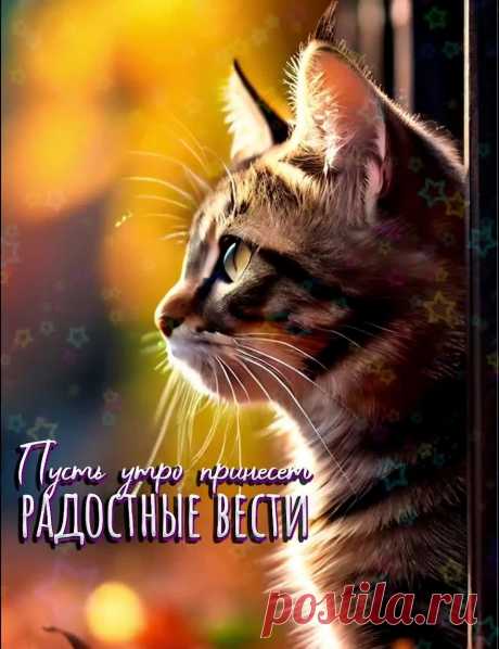 Доброе утро открытка, утренняя картинка с котиком