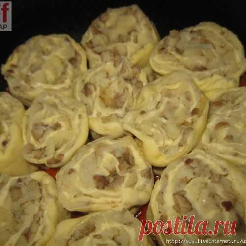 Ленивые вареники-рулетики с картошкой и грибами.