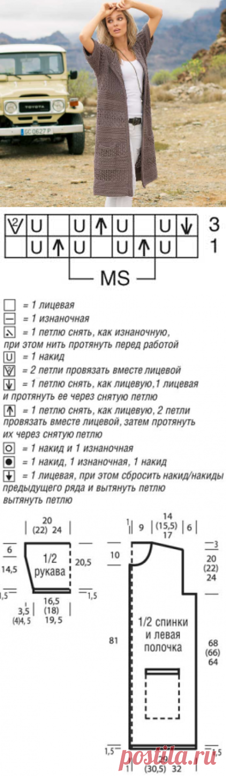 Летнее пальто - схема вязания спицами. Вяжем Пальто на Verena.ru