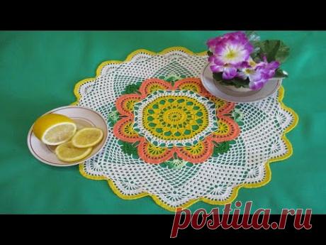 ЯРКАЯ САЛФЕТКА "ГАЦАНИЯ" КРЮЧКОМ. ЧАСТЬ 1