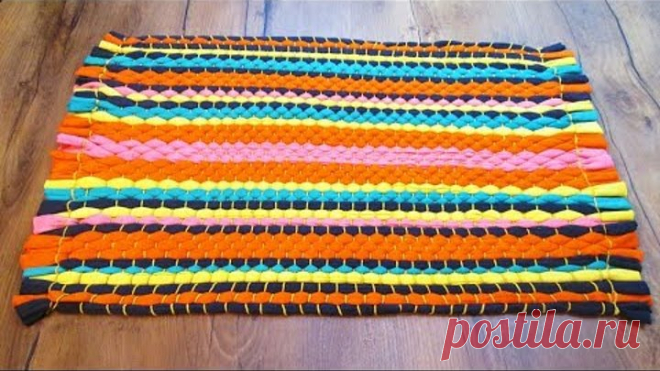 Коврик своими руками из старых футболок без крючка