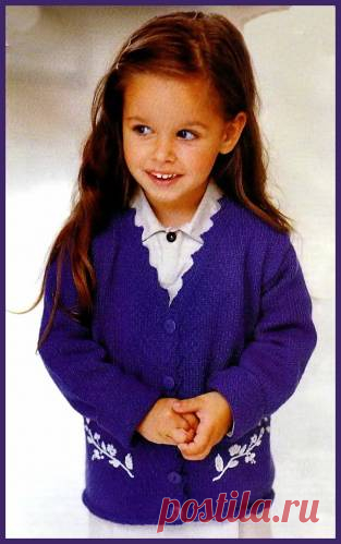 Вязаная кофточка вышивкой для девочки - Вязание кофт для девочек - Вязание девочкам - Вязание для малышей - Вязание для детей. Вязание спицами, крючком для малышей