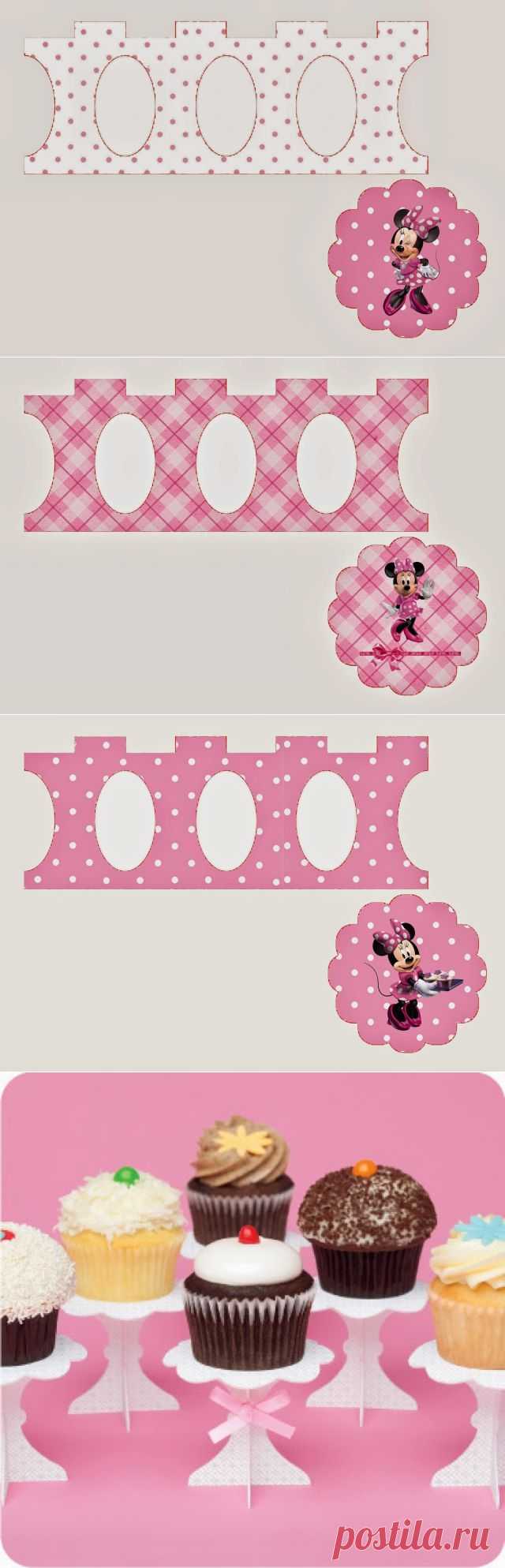 Minnie Rosa: Mini Stands para Cupcakes, para Imprimir Gratis. | Ideas y material gratis para fiestas y celebraciones Oh My Fiesta!