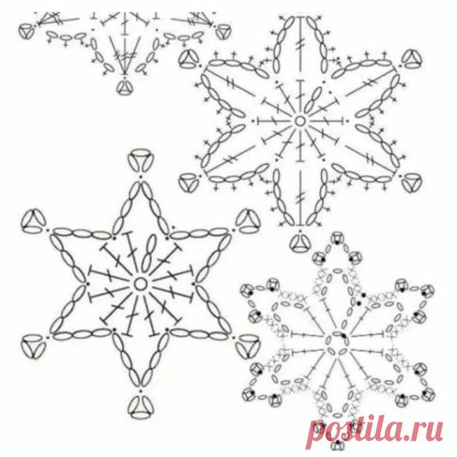 Красивые снежинки крючком
