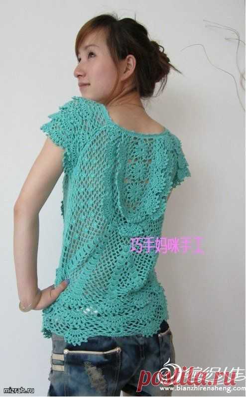 Топ-туника крючком. Мастер-класс + схема.