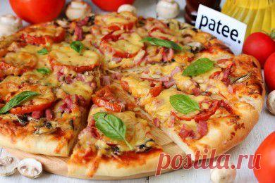 Пицца с ветчиной и грибами - рецепт с фотографиями