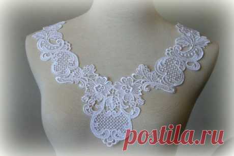 White Lace Applique Lace Applique Lace Collar от TresorsdeLuxe