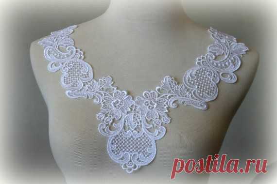 White Lace Applique Lace Applique Lace Collar от TresorsdeLuxe