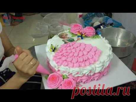Bánh kem công chúa elsa - đơn giản với hình elsa có sẵn - cute cream elsa