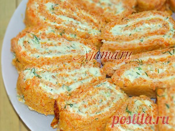 Морковный рулет (без муки).
