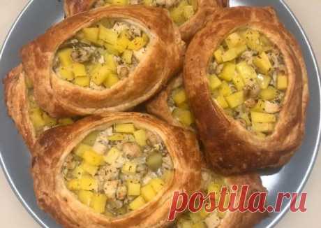 (17) Лодочки из слоеного теста с курицей и картофелем - пошаговый рецепт с фото. Автор рецепта Elvira . - Cookpad