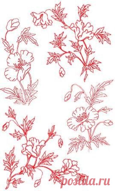 Advanced Embroidery Designs - Poppy Redwork Set