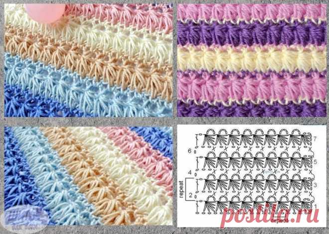 Объёмный узор крючком. Схема. / knittingideas.ru