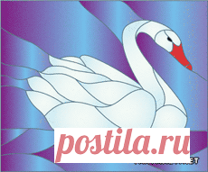 Лебедь :: Витражный рисунок с лебедем. Контурный рисунок для переноса на стекло или на ткань техникой батик. :: купить в интернет-магазине с доставкой