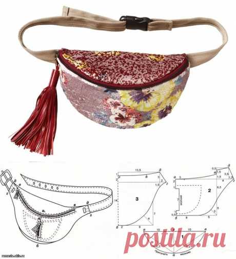 Выкройка сумки на пояс