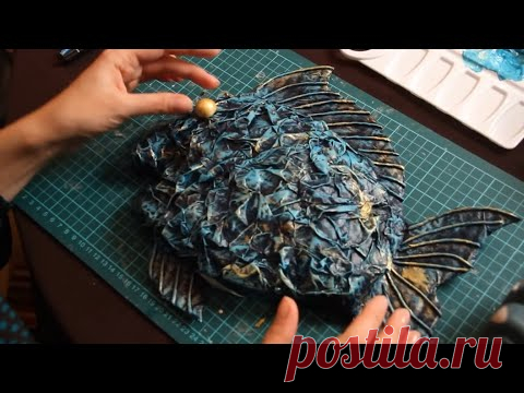 «Ручная работа». Рыба в технике бумагопластики  - YouTube