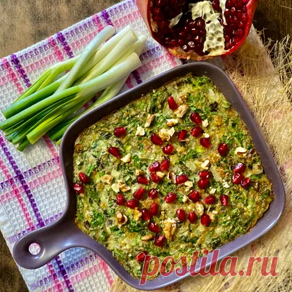 🇦🇿 Кюкю (Kuku) - яичная запеканка с зеленью и орехами рецепт с фото пошаговый от Анна - Овкусе.ру