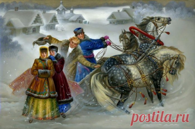 Русская старина..Федоскинская лаковая миниатюра..