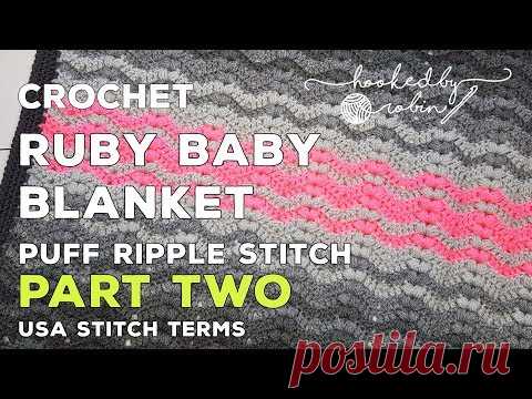 PART 2 | How to crochet the Ruby Baby Blanket | How to straighten crochet edges ready for a border