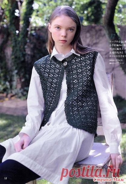 Ажурный жилет с закругленными полочками. Крючок. - ВЯЗАНАЯ МОДА+ ДЛЯ НЕМОДЕЛЬНЫХ ДАМ - Страна Мам