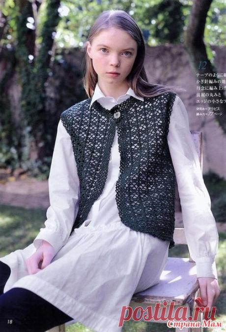 Ажурный жилет с закругленными полочками. Крючок. - ВЯЗАНАЯ МОДА+ ДЛЯ НЕМОДЕЛЬНЫХ ДАМ - Страна Мам