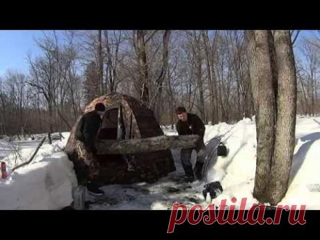 Поход в лес с палаткой и печкой