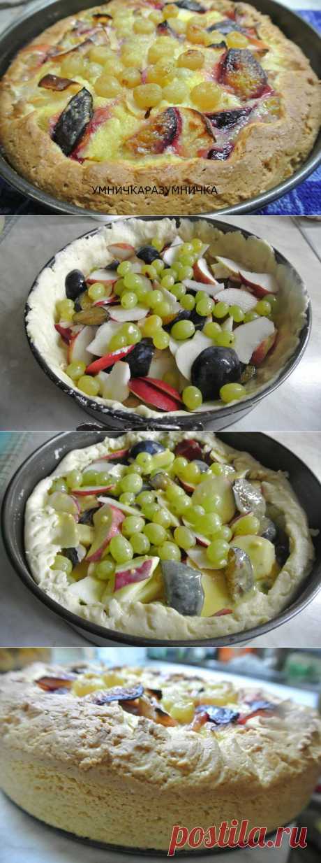 Пирог заливной с фруктами.