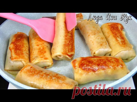 Домашние БЛИНЧИКИ на кипятке С МЯСОМ Тонкие блины с сочной начинкой Люда Изи Кук мясные блины рецепт