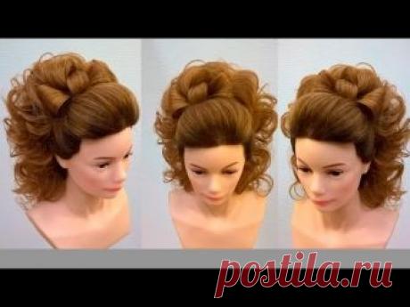 Высокий хвост с бантом из волос .Свадебная причёска на длинные волосы.