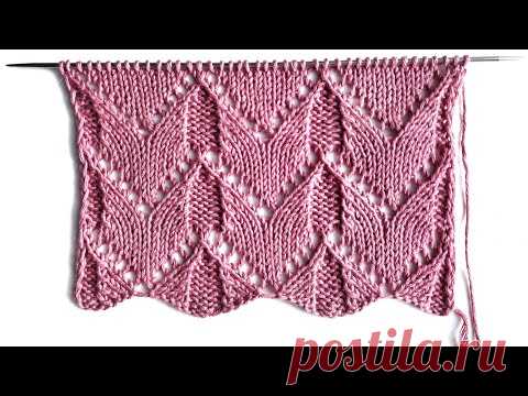 Горизонтальные ажурные зигзаги спицами