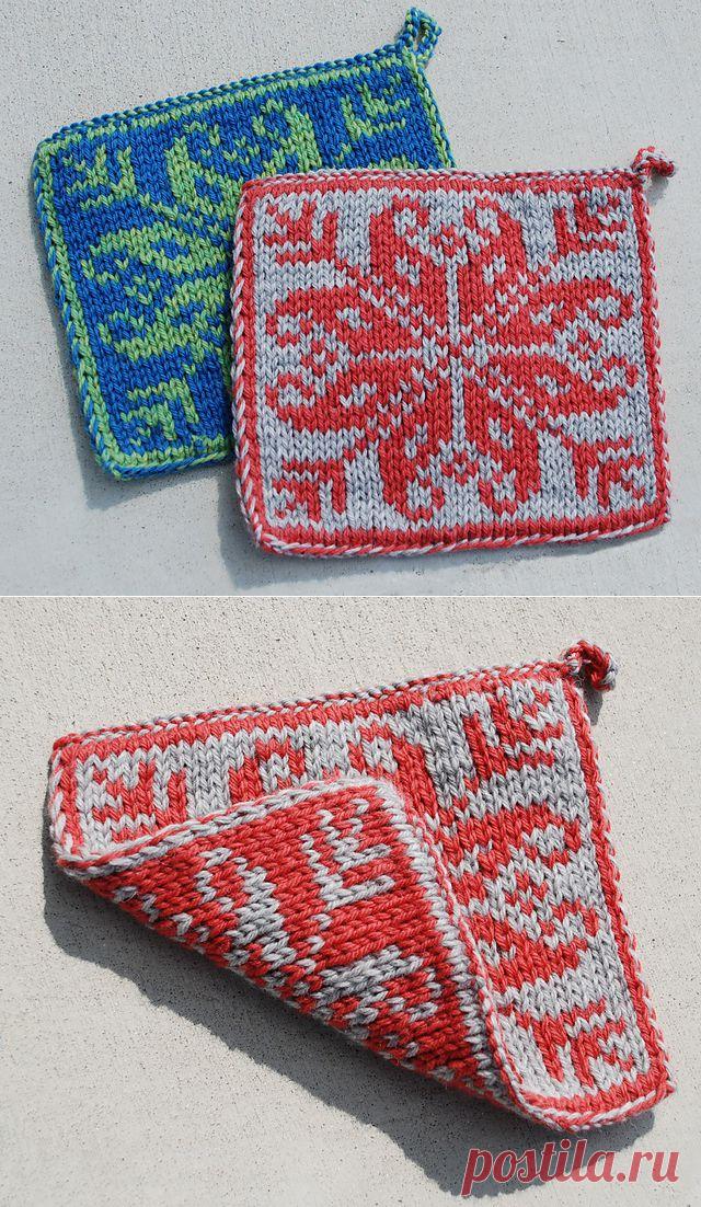 Прихватка двусторонним жаккардом.