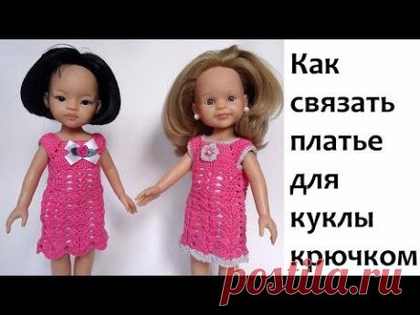 Как связать платье для куклы крючком [eng subs] How to crochet a doll dress