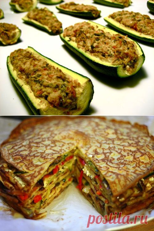 Кабачково-сырный тортик с мясом и кабачковые лодочки - FB.ru