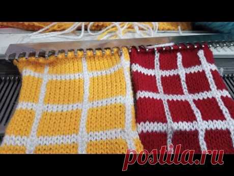 चैक बुनाई डिजाइन बुनाई मशीन में। check knitting pattern in knitting machine