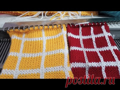 चैक बुनाई डिजाइन बुनाई मशीन में। check knitting pattern in knitting machine