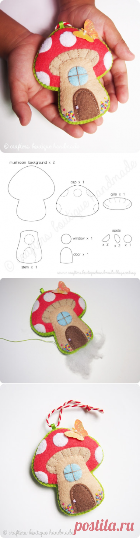 Crafters Boutique: Free Pattern of The Month - Mushroom Cottage Ornament