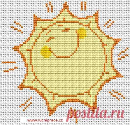 Sun, free cross stitch patterns and charts - www.free-cross-stitch.rucniprace.cz