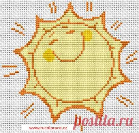 Sun, free cross stitch patterns and charts - www.free-cross-stitch.rucniprace.cz