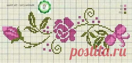 Вышивка и схемы, вышивка Крестом бесплатные: Цветы легкие для бордюров вышивка крестом