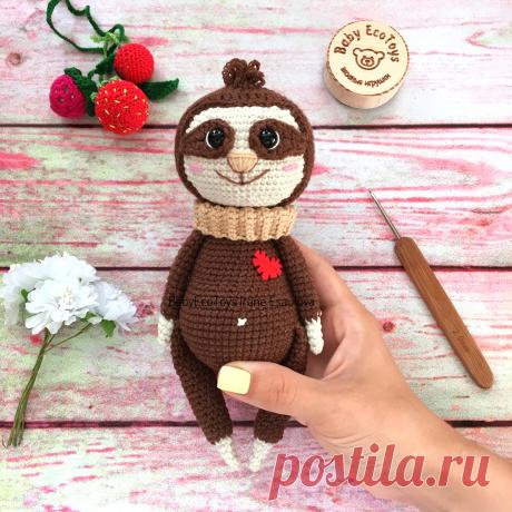 PDF Ленивец Нил крючком. FREE crochet pattern; Аmigurumi animal patterns. Амигуруми схемы и описания на русском. Вязаные игрушки и поделки своими руками #amimore - ленивец, зверюшка, животное.