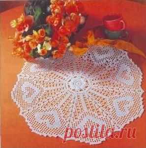 Cалфетка с сердечками на День Валентина | Вязание для дома