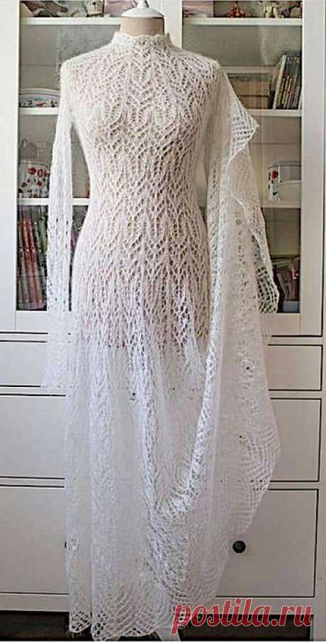 Ажурное платье спицами ___ подбор узоров