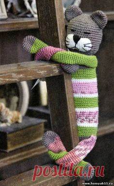 забавный котик крючком
